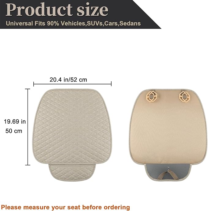 West Llama Linen Car Seat Covers,Bottom Seat Covers for Cars Include 1 Piece Front Driver Seat Pad Mat Universal Fits 90% Vehicles,SUVs,Cars,Sedans(1Piece-Beige)