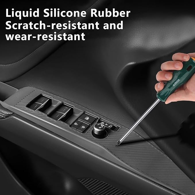 Temmis 4PCS Car Door Window Switch Panel Cover for Toyota Camry 2018-2025, Auto Interior Decor Accessories Armrest Trim Silicone Style Kit-Red (Seats Without Memory Function)