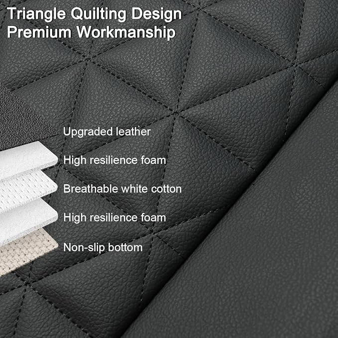 Black Panther Luxury Faux Leather Car Seat Cover Front Bottom Seat Cushion Cover, Anti-Slip and Wrap Around The Bottom, Fits 95% of Vehicles - 1 Piece,Black