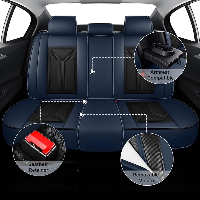 Car Seat Cover Full Set for Lexus RX 350 2007-2026,Faux Leather Seat Cover for Car,Breathable Vehicle Cushions Cover Waterproof Automotive Seat Covers with Headrests(5 seat,Black&Blue)