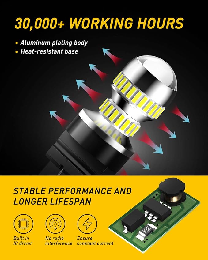 AUXITO 3157 LED Bulb White, Super Bright 3156 3056 3057 4157 3047 4057 3457 4114 LED Bulb for Backup Reverse Tail Brake DRL Signal Parking Lights, Pack of 2