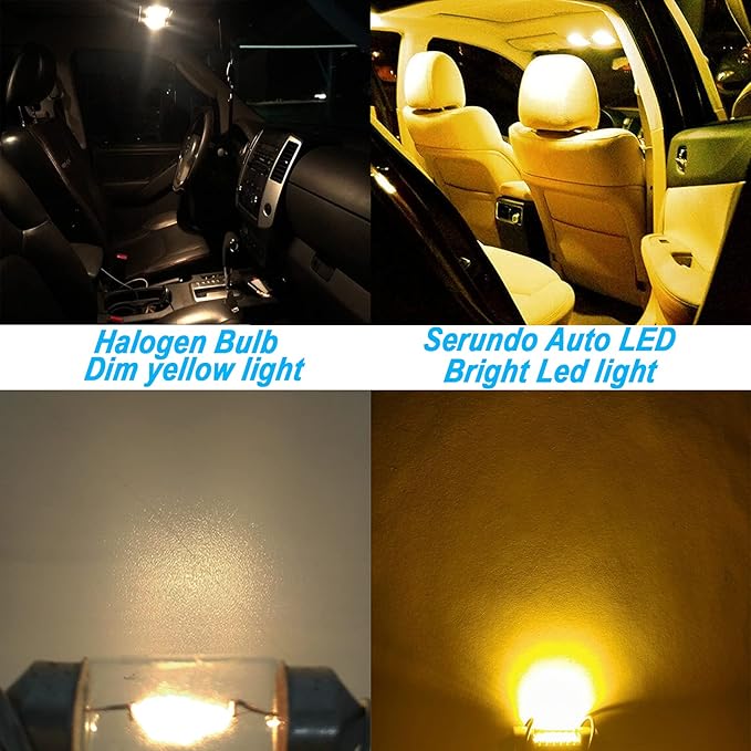 Serundo Auto DE3175 Led Car Bulb 31mm 1.22in Led Festoon Bulb, DE3021 DE3022 DE3023 6428 6430 7065 Led Festoon Bulb, Interior Led Used for Car Map Dome Light etc,Pack of 6pcs Amber Yellow Color