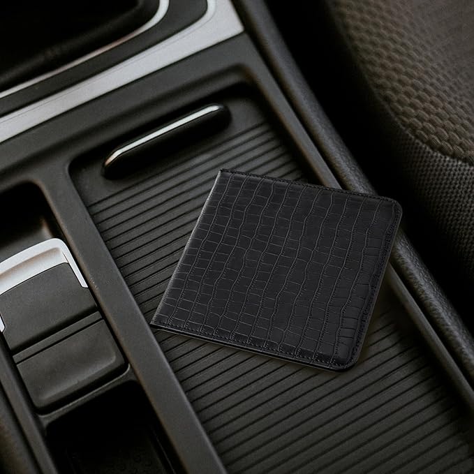 CoBak Car Registration and Insurance Holder - Small and Lightweight Vehicle Glove Box Car Organizer, Auto Truck Comparment Accessories Case for Essential Document, Driver License (Croco Black)