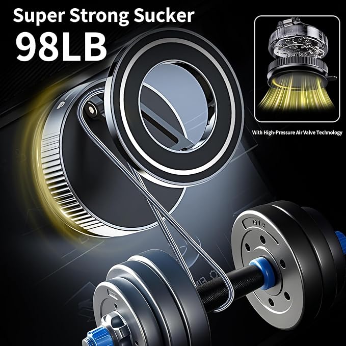 360° Adjustable Vacuum Magnetic Phone Holder [ 96+LBS Suction & 2800gf Magnetic ], Foldable Suction Cup Magnetic Phone Mount for Car, Car Phone Holder for iPhone 17/16/15/14/13/12 Series