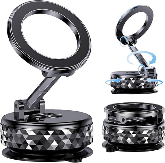 New Vacuum Magnetic Car Phone Holder 360° Rotation Upgraded Reinforced 98LBS Ultra Suction Cup & N52 Magnetic Force Car Mount for Mag-Safe Cell Phone Holders for Your Car/Gym/Mirror Mount