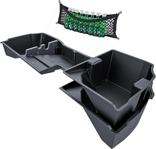 Underseat Storage Compatible with 2014-2018 Chevy Silverado GMC Sierra Double/Extended Cab 1500(Inclu 2019 Ld/Lt)& 2015-2019 2500 3500 HD, Upgraded Rear Under Seat Organizer Cargo Box