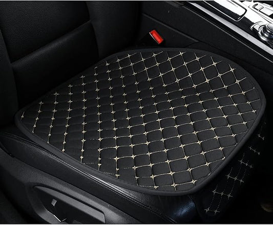 1 PC Car Seat Cover Auto Cushion Vehicle Front Seat Chair Cover Protective Mat pad for Baby, SUV, Skin-Friendly Golden Embroidery Thread (Black-Front)