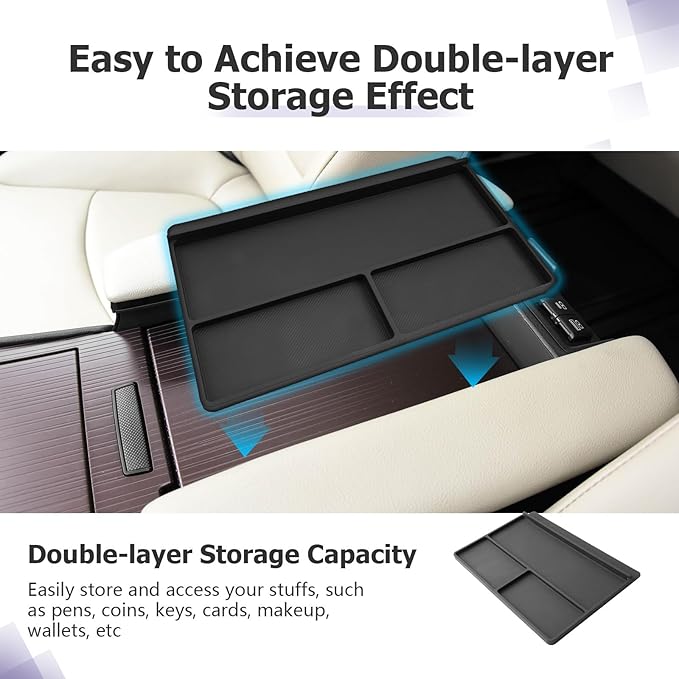 LUWU Center Console Organizer Tray Compatible with 2021 2022 2023 2024 2025 2026 Toyota Sienna Accessories Armrest Storage Pad Anti-Slip Armrest Lid for 2025 2026 Sienna Accessories(Not for Cool Box)