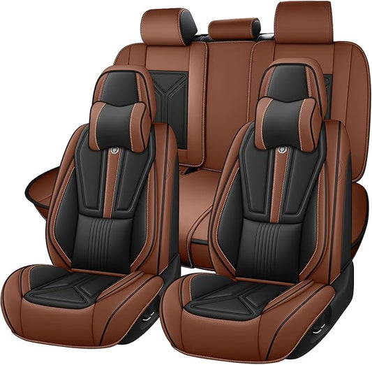 Car Seat Cover Full Set for Lexus RX 350 2007-2026,Faux Leather Seat Cover for Car,Breathable Vehicle Cushions Cover Waterproof Automotive Seat Covers with Headrests(5 seat,Black&Brown)