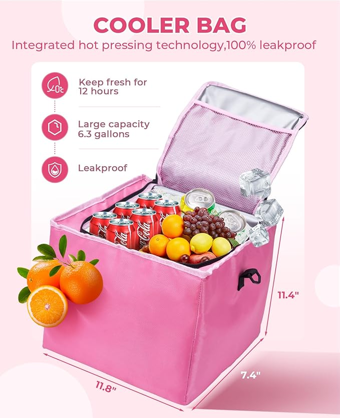 HIRALIY 4 in 1 Car Trunk Storage Organizer with Leakproof Cooler Bag, Multi-Compartment Foldable Trunk Storage Box for Car Truck SUV