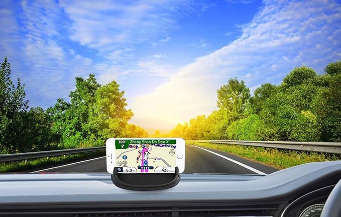 Car Cell Phone Holder Dashboard Phone Mount - Anti-Slip Silicone Pad Phone Stand Compatible with iPhone, Samsung, Android Smartphones