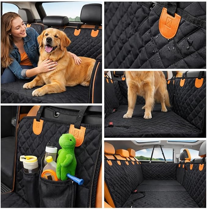 Dog Car Seat Cover for Back Seat – Waterproof Quilted Dog Hammock with Side Protection, Non-Slip, Heavy Duty Pet Seat Cover for Cars, SUVs & Trucks