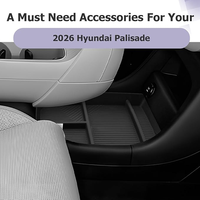LUWU Low Center Console Organizer Compatible with 2026 Hyundai Palisade Calligraphy Accessories Armrest Console Organizer Armrest 2026 Palisade Lower Storage Tray w/o Cup Holder(ONLY for 7-Seat)