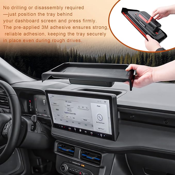 TACOBRO Dashboard Storage Organizer Compatible with Ford Maverick 2025 2026 Accessories, (Only Fit 13.2-in. Audio Multimedia) Interior Insert Center Console Dash Mounted Holders