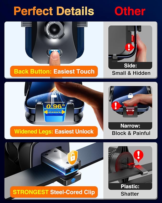 VANMASS【85+LBS Strongest Suction & Military-Grade Ultimate Car Phone Mount【Patent & Safety Certs】 Cell Phone Holder Truck for Dashboard Windshield Vent for iPhone 17 Pro Max 16 15 14, Blue