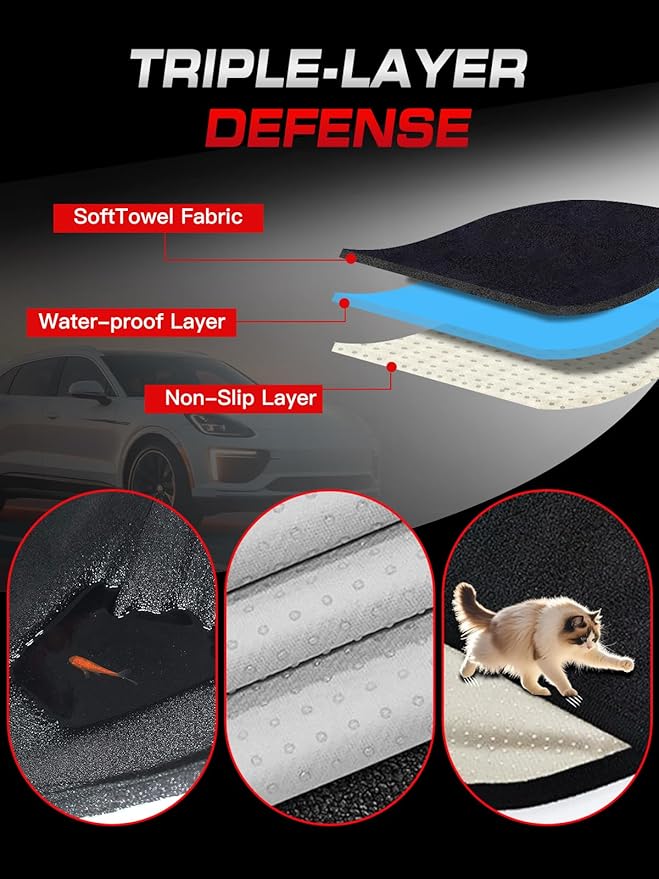 Waterproof Towel Back Seat Cover for Car, Truck, Van & SUV – Durable Rear Bench Seat Cover for Kids & Dogs, Seat Back Protector Easy to Install (Black)