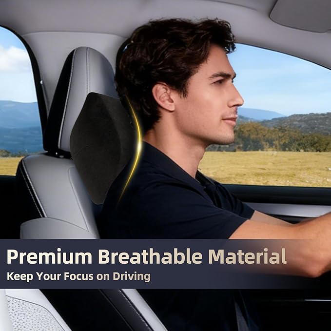 Car Neck & Lumbar Support Pillow Set for Nissan Rogue, Soft Memory Foam Headrest & Back Cushion, Ergonomic Comfortable Seat Support for Daily Driving and Long Trips Car Interior Accessories