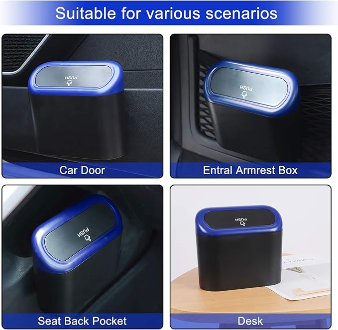 Accmor Car Trash Can with Lid, Waterproof Vehicle Trash Bin Car Dustbin Garbage Organizer Storage, 2 Pack Mini Garbage Bin Trash Container for Auto Cars, Home, Office