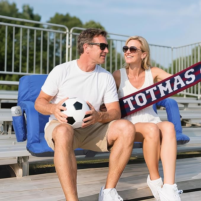 Sportneer Stadium Seats with Back Support: 2.5'' Thick Comfy Cushion 6 Adjustable Angle Bleacher Seat with Armrest - 2 Large Pockets, 2 Cup Holders Stadium Chair for Sport Events Concerts Parks