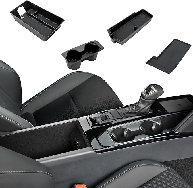 ELECFRESH 4PCS Center Console Organizer Tray for 2025 2026 Toyota Camry Accessories, Armrest Storage Box, Cup Holder, Wireless Charging Mat for Toyota Camry