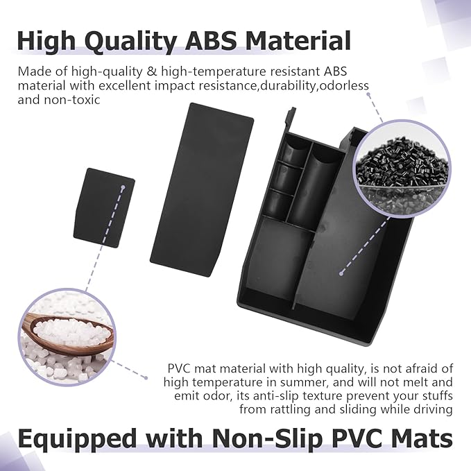 LUWU Outback 2020-2025/Legacy 2020-2025 Accessories Compatible with Subaru Outback/Legacy Center Console Organizer Armrest Console Storage Box Insert Tray ABS Material Black Coin Container (Upper)