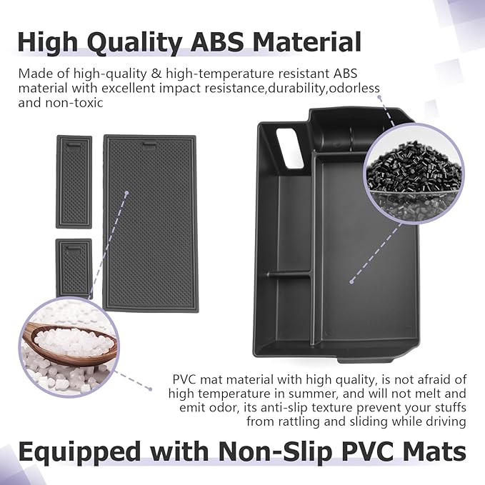 LUWU 2025 2026 Sienna Center Console Organizer for 2021 2022 2023 2024 2025 2026 Sienna Accessories Armrest Console Storage Box Insert Tray ABS Material Black