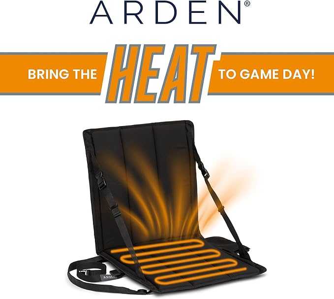 Arden Heated Stadium Seat, Foldable, Lightweight with Carrying Strap, Foam Cushion for Comfort, Adjustable, Back Support, Multi-Functional Use As Stadium Seat or Seat Pad, Green/White