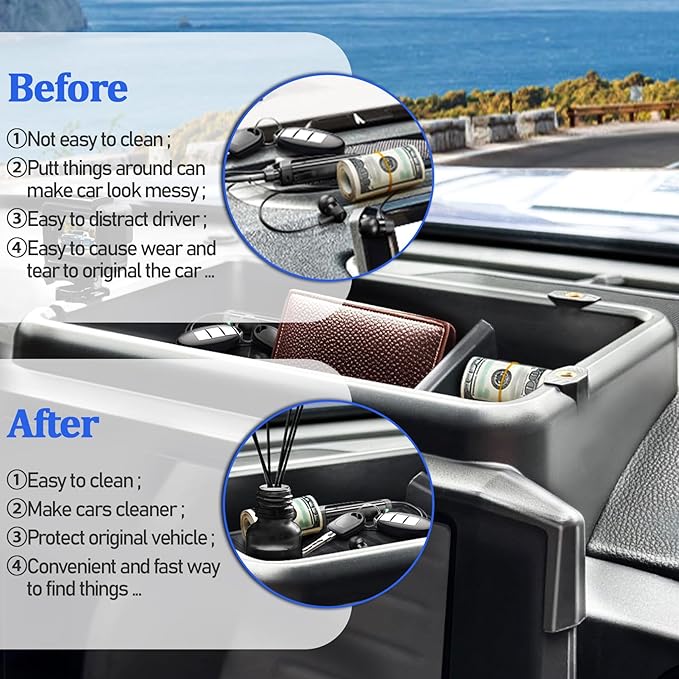 8-Inch Center Console Organizer for 2024+ Toyota Tacoma Screen – Custom-Fit Dash Storage Box with Anti-Slip Silicone Pad & Hidden Tray, Non-Slip Interior Accessories (Exclusively for 8 Inch Screens)