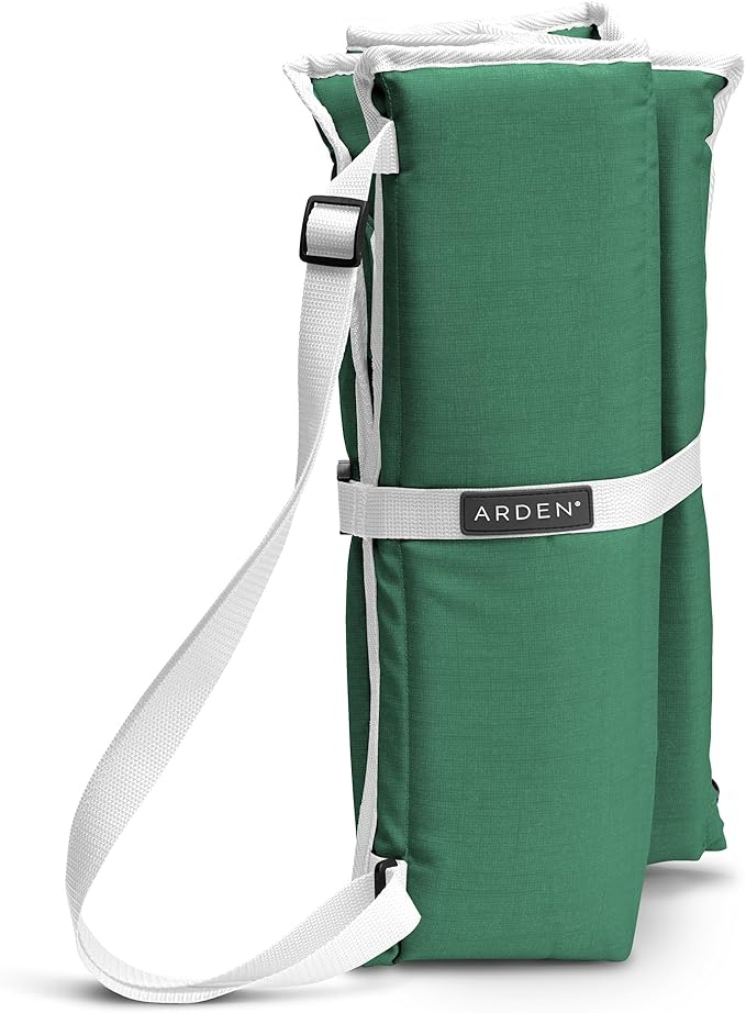 Arden Heated Stadium Seat, Foldable, Lightweight with Carrying Strap, Foam Cushion for Comfort, Adjustable, Back Support, Multi-Functional Use As Stadium Seat or Seat Pad, Green/White