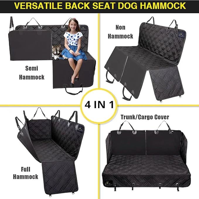 Meadowlark Dog Car Seat Cover, X-Large Heavy Duty Pet Seat Cover for Back Seat, Extra Padded Non-Slip Dog Hammock, Water-Resistant Back Seat Protector for Cars Trucks and SUVs (64” W x 60" L)