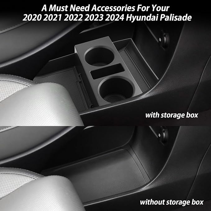 2025 Palisade Lower Organizer Tray for 2020 2021 2022 2023 2024 2025 Hyundai Palisade SE/SEL/XRT/Limited/Calligraphy Under Armrest Organizer Insert Storage Tray w/Cup Holder 2025 Palisade Accessories