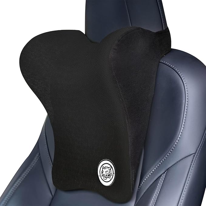 Car Neck Pillow for Driving Seat, Soft Memory Foam Headrest Pillow with Adjustable Strap and Removable Cover, Ergonomic Neck Support for Car, Office Chair, Gaming Chair – Black