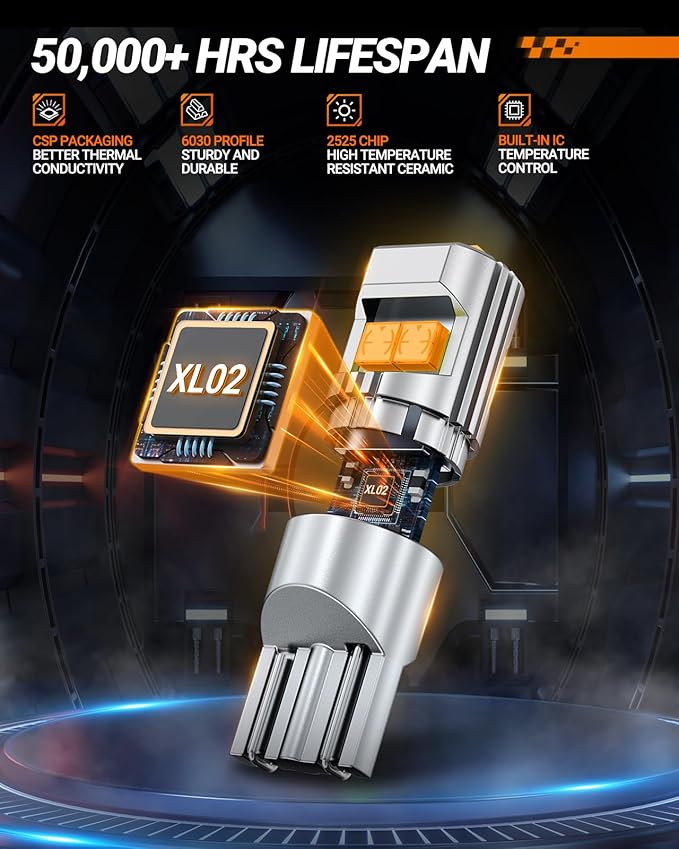 SEALIGHT 194 LED LightBulb 6000K,Amber,Pack of 4