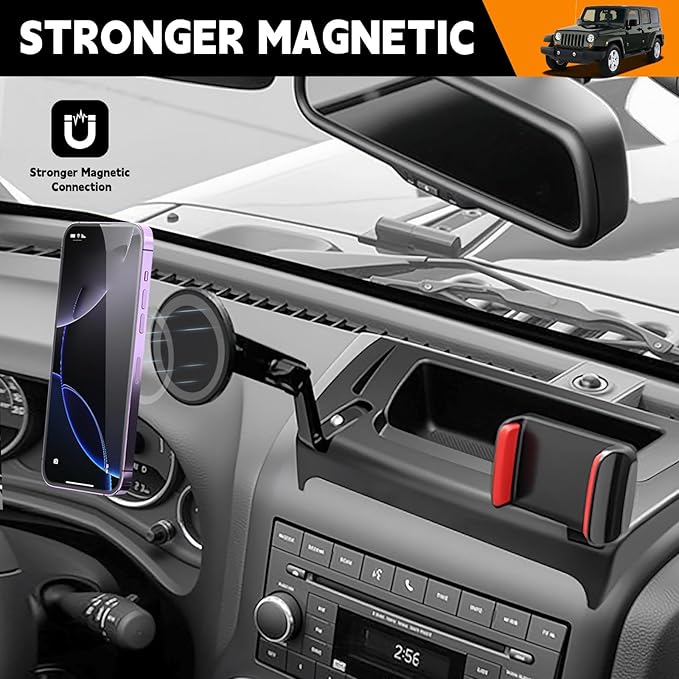 Dashboard Phone Holder Compatible with 2011-2017 Jeep Wrangler JK JKU Center Console Organizer Dashboard Phone Multi-Mount Kit for Wrangler JK Accessories(JK 2011-2017)