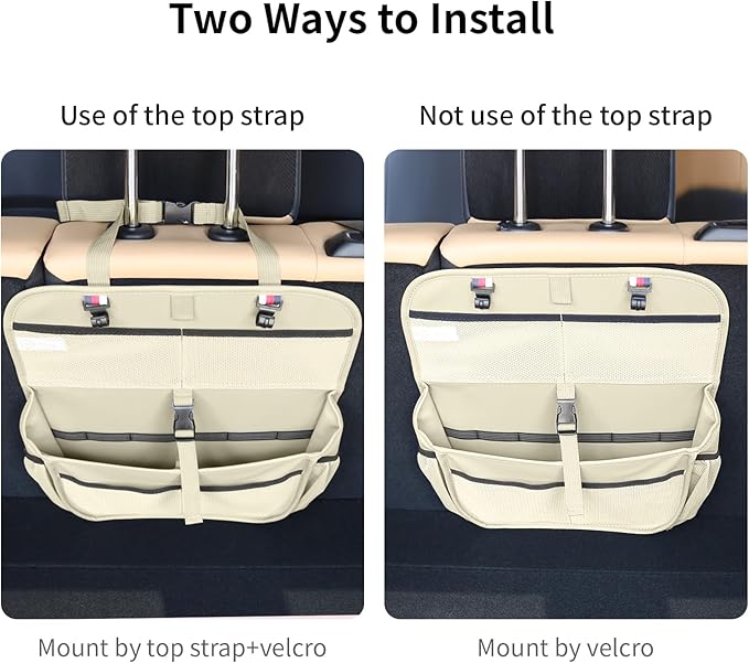 Hanging Car Trunk Organizer and Storage, Premium Faux Leather Large Capacity Storage Accessories, Backseat Car Organizer for SUV/MPV/Truck (1, Beige)