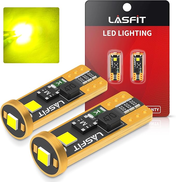 LASFIT194 LED Bulb, Extremely Bright T10 168 2825 W5W Wedge 3030 Chipsets 400 Lumens, Error Free for Car Interior Dome Map Door Courtesy Lights, Golden Yellow，12-24V