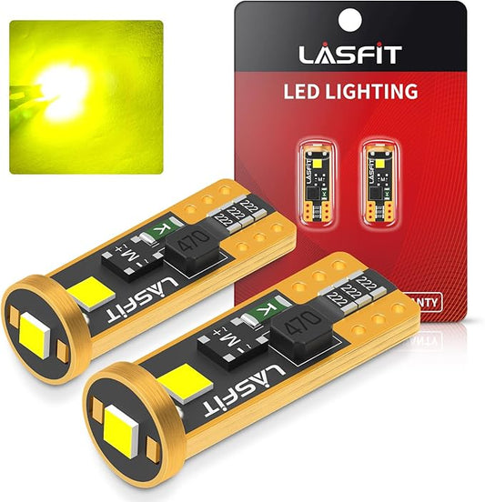 LASFIT194 LED Bulb, Extremely Bright T10 168 2825 W5W Wedge 3030 Chipsets 400 Lumens, Error Free for Car Interior Dome Map Door Courtesy Lights, Golden Yellow，12-24V