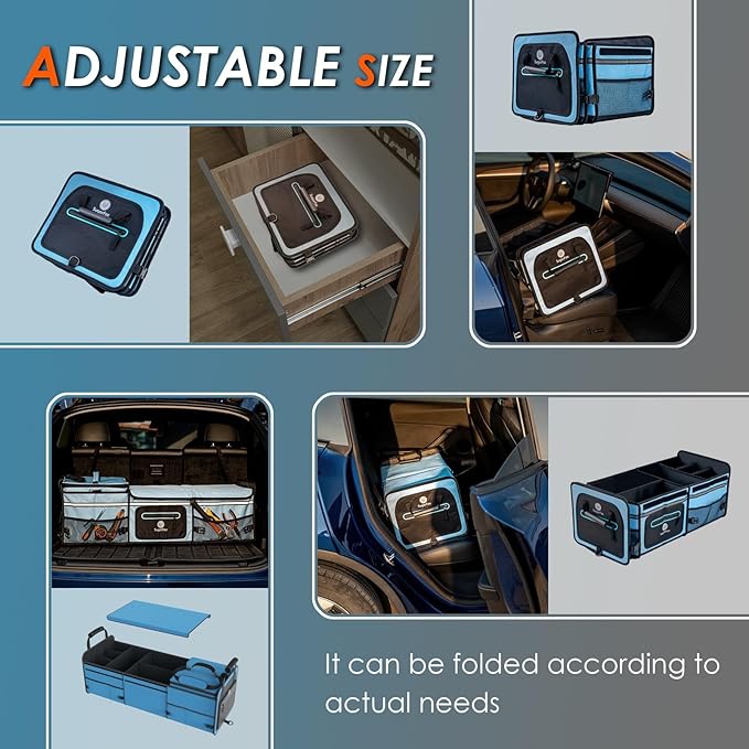 95L Car Trunk Organizer & Storage With 26L Ice Pack, Waterproof Foldable | Trunk Organizers for SUVs & Cars, Car Storage Organizer, Great Gift for Drivers (Blue-M004)