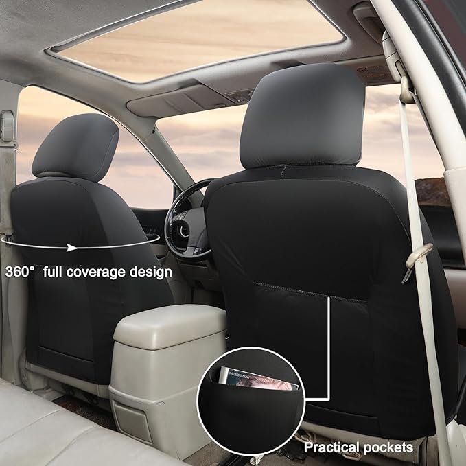 GIANT PANDA Front Seat Cover for Mazda, Leather Seat Protectors Custom Fit Mazda 3 6 CX-3 CX-30 CX-5 CX-7 CX-9 Tribute (2-Pack Beige)