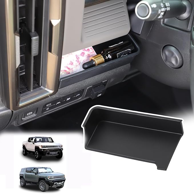 for Hummer EV SUV Pickup Accessories Center Console Organizer Dashboard Lower Storage Left Side Coin Container Storage Dash Tray Organizer Key Card Holder Insert Expander Box for 2022-2024 2025+