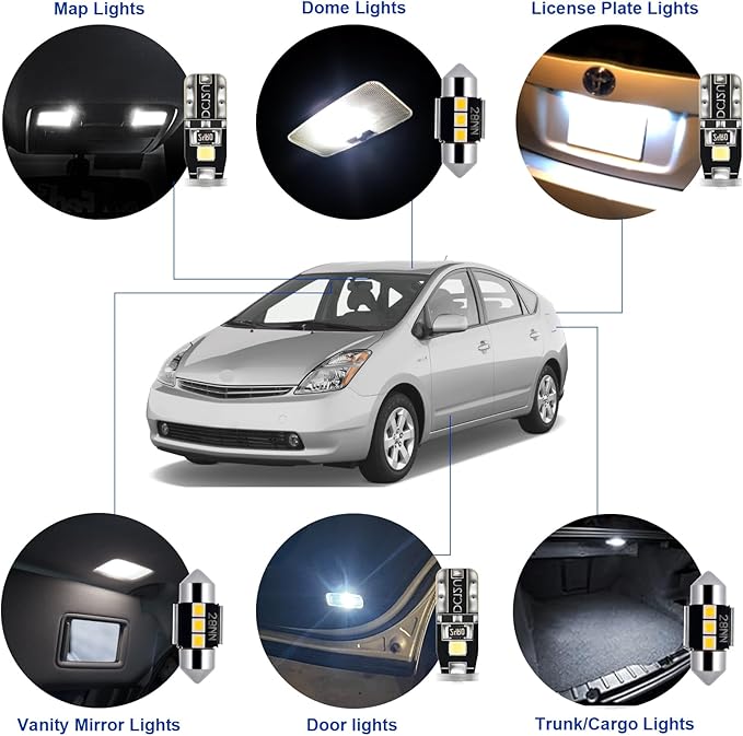 EASY EAGLE LED Interior Car Lights for Toyota-Prius-2004-2009: 11 Piece Kit White LED Light Bulbs - Super Bright 6000K + Install Tool