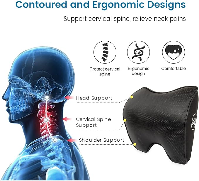 Car Neck Pillow For Car Driving, Leather Car Seat Headrest Pillow, Car Neck Support And Rest For Car Pillow, Travel Car Seat Neck Pillow For Neck Support And Pain Relief, Neck Car Pillow For Sleeping