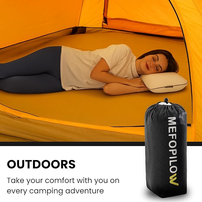 Memory Foam Travel Pillow with Washable Cover & Carry Bag – Compact, Soft & Breathable Neck Pillow for Airplane, Camping & Car (White- with Extra Pink Cotton Cover, 15.7x9.8x3.9 inches)