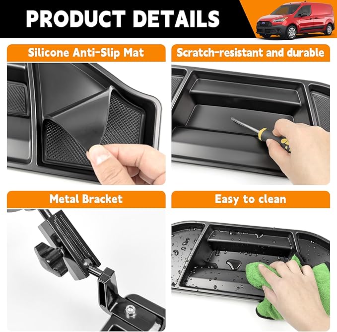 Dashboard Phone Holder Compatible with 2020-2026 Ford Transit 150 250 350 Center Console Organizer Dashboard Phone Multi-Mount Kit Dash Tray for 2025 Transit Accessories(Transit 2020-2026)