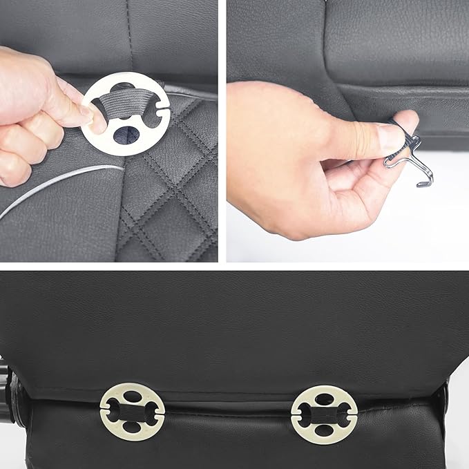 1 Pack PU Leather Quilting Front Car Seat Cover, Anti-Slip Full Wrap-Around Bottom Seat Protector Cushion with Storage Pocket, Universal Fit for Most Vehicles