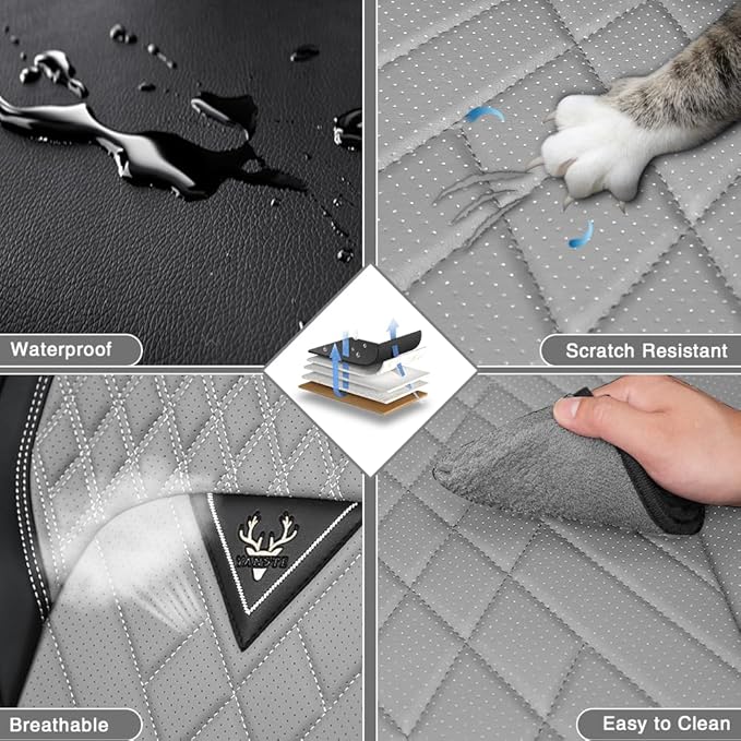 Fit for Dodge Dakota Seat Covers 2000-2011, Nappa Leather, 360° Full Protection, Thick Padding & Memory Foam, Waterproof & Stain-Resistant Car Seat Cover (Front Set,Black&Gray)