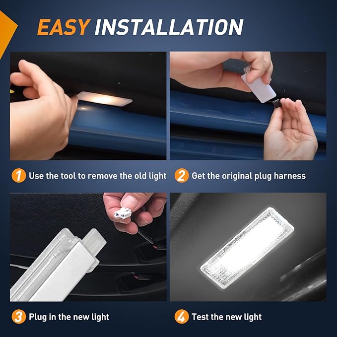 Nilight 2PCS LED Interior Door Panel Light Courtesy Warning Lights White Beam Plug and Play Compatible with BMW 1 3 5 6 7 Series Z4 X3 X5 X6 E82 E88 E90 F03 E60 F10 E65 E66