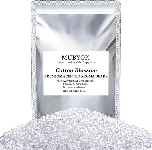 MUBYOK 1.5LB Cotton Mist Premium Scented Aroma Beads for Making Car Freshies Supplies PreScented Beads for Car Air Freshener Sachets Long-Lasing Scent