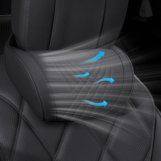 Car Neck Pillow for Driving Memory Foam Headrest Nappa Leather Head Rest for Most Cars SUV Home Office Traveling