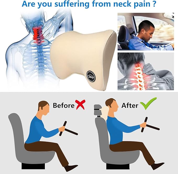 Car Neck Pillow For Car Driving, Car Seat Headrest Pillow, Car Neck Support And Rest For Car Pillow, Travel Car Seat Neck Pillow For Neck Pain Relief & Cervical Support, Neck Car Pillow For Sleeping